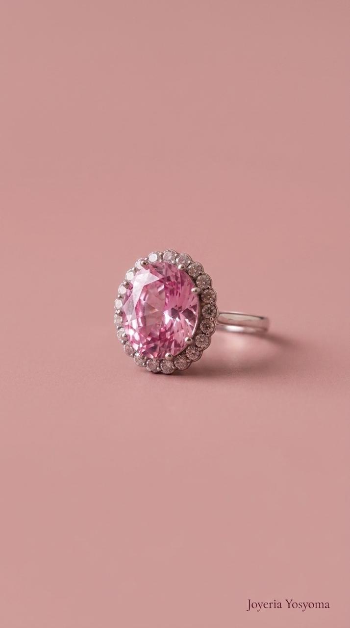 Anillo ovalado rosa